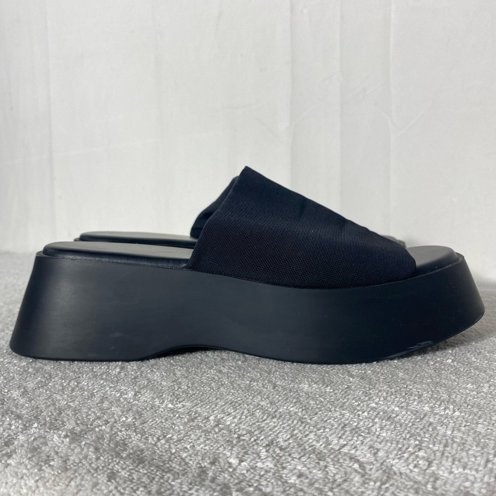 Call It Spring Black Retro Chunky Platform Stretchy Slide Sandals 9